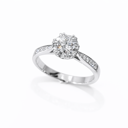 Ring 18K  white gold with Round  Diamond