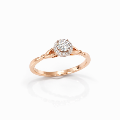 Ring 18K  Rose gold with Round Diamond