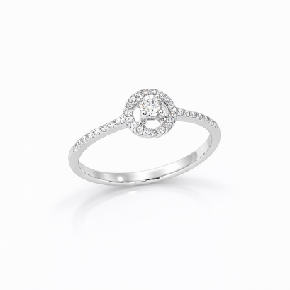 Ring 18K  white gold with Round  Diamond