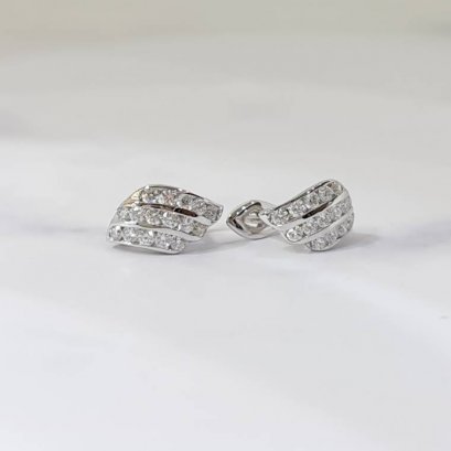 Earrings18K  White gold with Round  Diamond