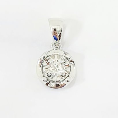 Pendants 18K white gold with round diamond