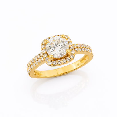 Ring 18K  yellow gold with Round Diamond