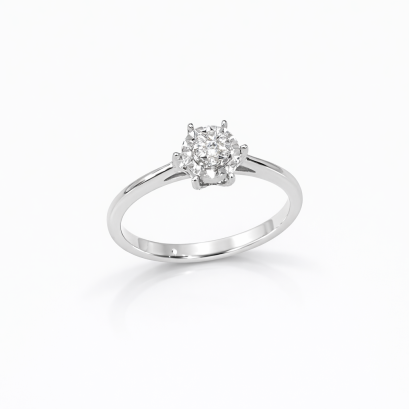 Ring 18K  White gold with Round Diamond