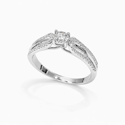 Ring 18K  White gold with Round Diamond