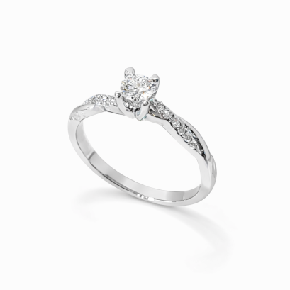 Ring 18K  white gold with Round  Diamond