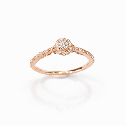 Ring 18K  Rose gold with Round Diamond