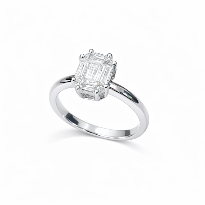 Ring 18K  White gold with Baguette Diamond