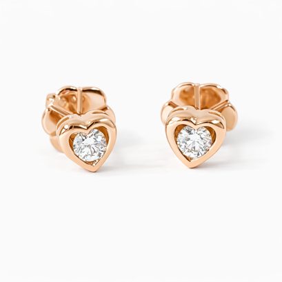 Earrings 18K  Rose Gold with  Diamond