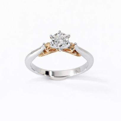 Ring 18K White Gold with Round Diamond