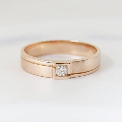 Ring 18K  Rose Gold with Round Diamond