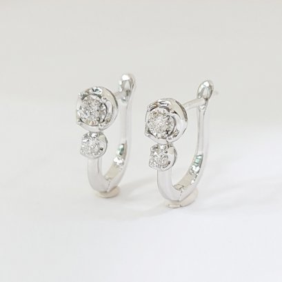 Earrings 18K  White Gold with  Diamond