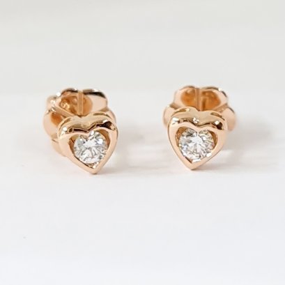 Earrings 18K  Rose Gold with  Diamond