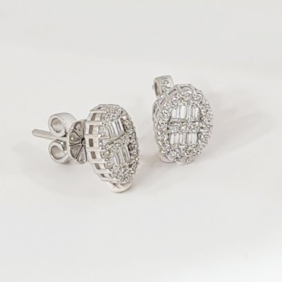 Earrings 18K  White gold with Round Diamond