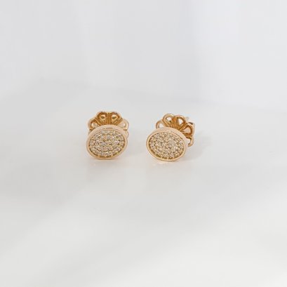 Earrings 18K  Rose gold with Round Diamond