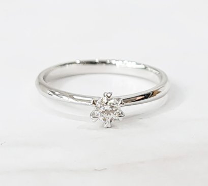 Ring 18K  White gold with Round Diamond