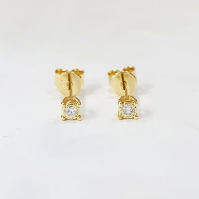 Earrings 18K  Yellow gold with Round Diamond