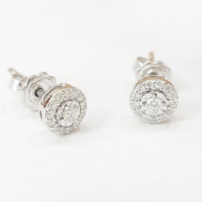 Earrings 18K  White gold gold with Round Diamond