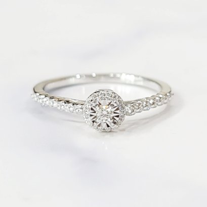 Ring 18K  White gold with Round Diamond
