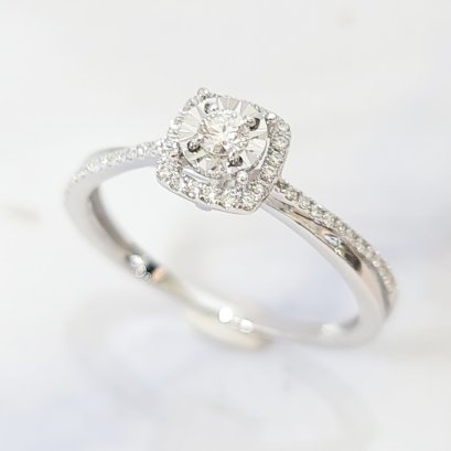 Ring 18K  White gold with Round Diamond