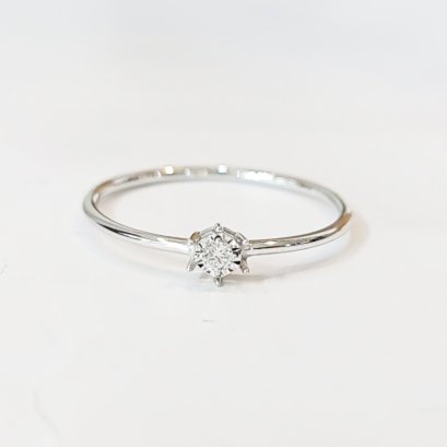 Ring 18K  White gold with Round Diamond