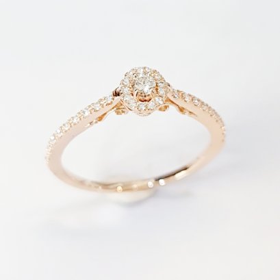 Ring 18K  Rose gold with Round Diamond
