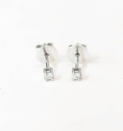 Earrings 18K  White gold  with Round Diamond