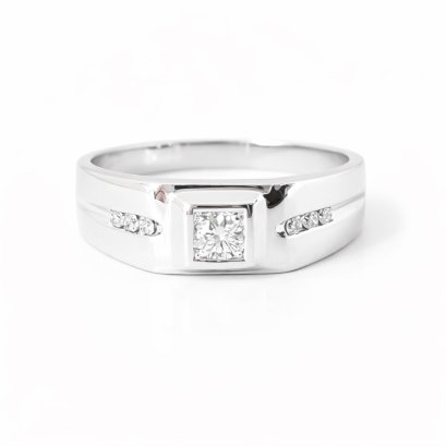 Ring 9K  White gold with Round Diamond