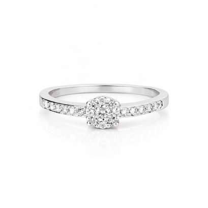 Ring 18K  White gold with Round Diamond