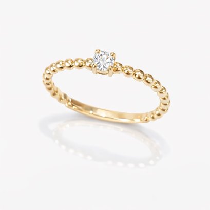 Ring 9K  Yellow gold with Round Diamond