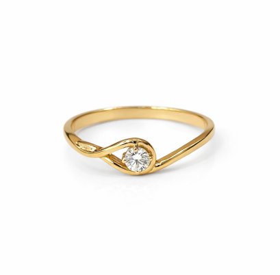 Ring 18K  Yellow gold with Round Diamond