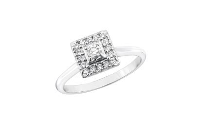 Ring 18K  white gold with Round  Diamond