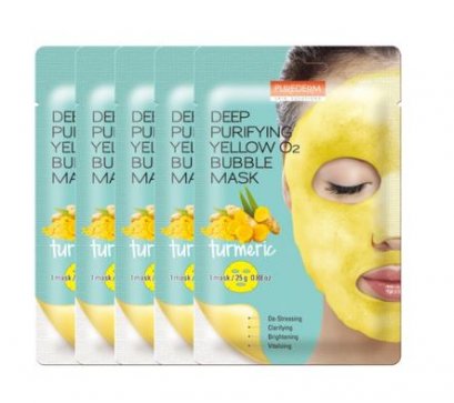 Pure Derm Deep Purifying Yellow O2 Bubble Mask [Turmeric] 20g*5ea