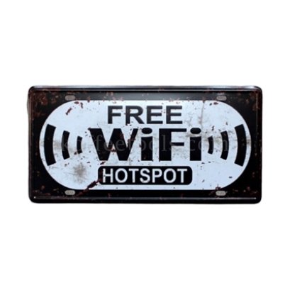 ป้ายสังกะสี Free wifi hotspot