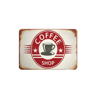 ป้ายสังกะสี COFFEE SHOP สีแดง/ครีม