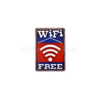 ป้ายสังกะสี WIFI FREE สีน้ำเงิน/แดง