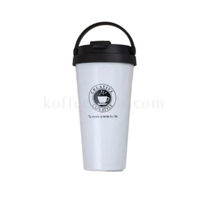 ถ้วยกาแฟสแตนเลสแบบพกพา 500 ml สีขาว