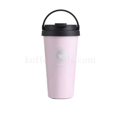 ถ้วยกาแฟสแตนเลสแบบพกพา 500 ml สีชมพู