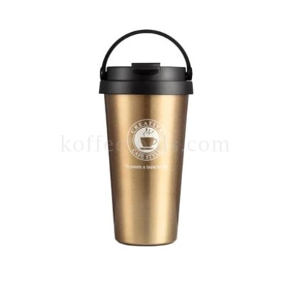 ถ้วยกาแฟสแตนเลสแบบพกพา 500 ml สีทอง