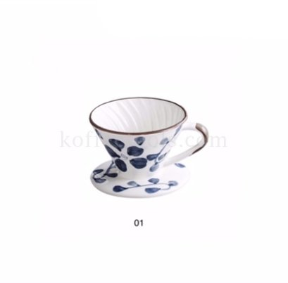 Chinese Art designed dripper 01 : navy blue flower