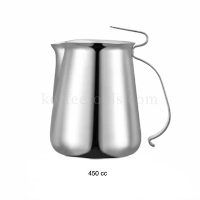 Milk frother pitcher with thermometer holder 450 cc