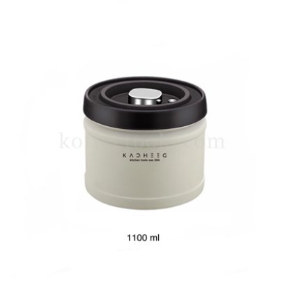 กล่องเก็บเมล็ดกาแฟสีขาวสแตนเลส304 / ฝาสูญญากาศ 1100 ml