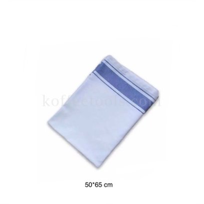 ผ้าเช็ดแก้ว/จาน cotton สีขาวน้ำเงิน 50*65 cm