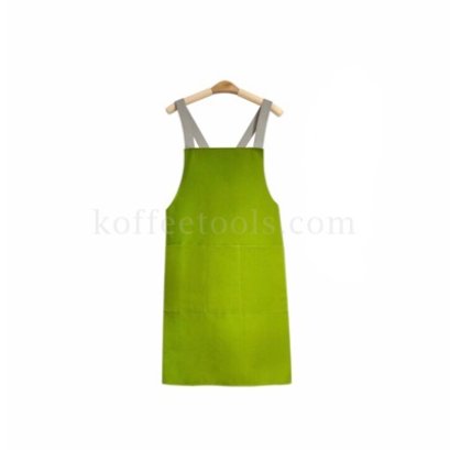 ผ้ากันเปื้อนสีเขียว สายคล้องสีเทา (cotton canvas 72x70 cm)