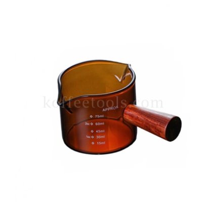 แก้วตวงกาแฟ ด้ามจับไม้ 75 ml สี Amber