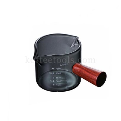แก้วตวงกาแฟ ด้ามจับไม้ 75 ml สี Black