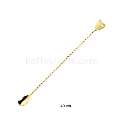 ช้อนบาร์ (Bar spoon Strainer ) สแตนเลส 304 สีทอง 40 cm