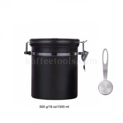 โถสแตนเลสสูญญากาศเก็บเมล็ดกาแฟสีดำ 1500 ml