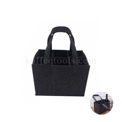 กระเป๋าใส่ขวดไวน์ 6 ขวด ผ้าสักหลาดสีดำ