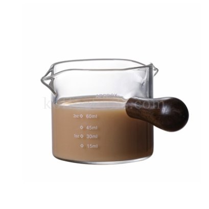 แก้วตวงกาแฟ 75 ml ด้ามจับไม้วินเทจ