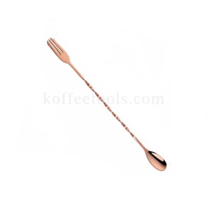 ช้อนบาร์ปลายส้อม 32 cm เนื้อหนา สี rose gold